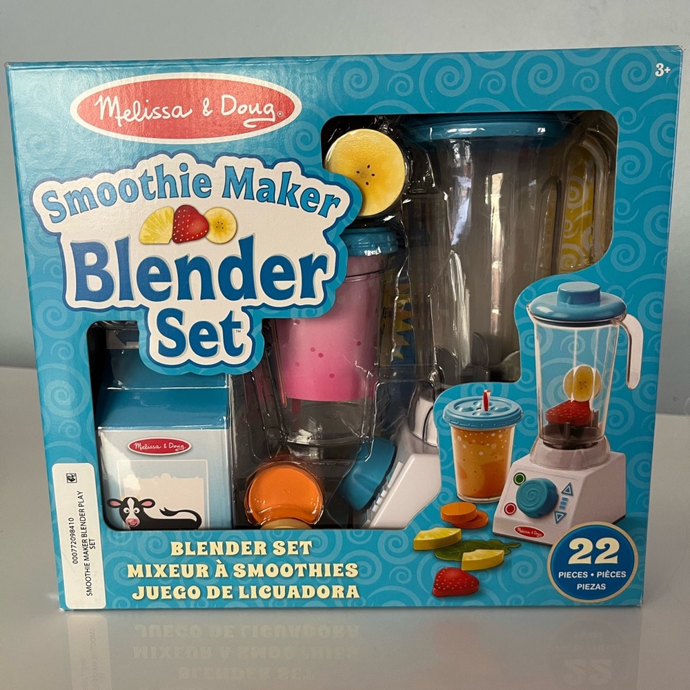 Melissa & Doug Smoothie Maker Blender Set - Blue and Orange